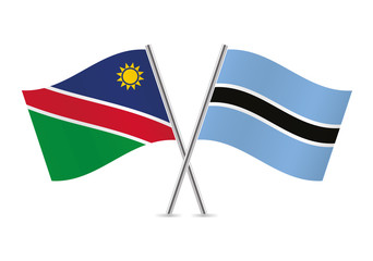 Namibia and Botswana flags.Vector illustration.