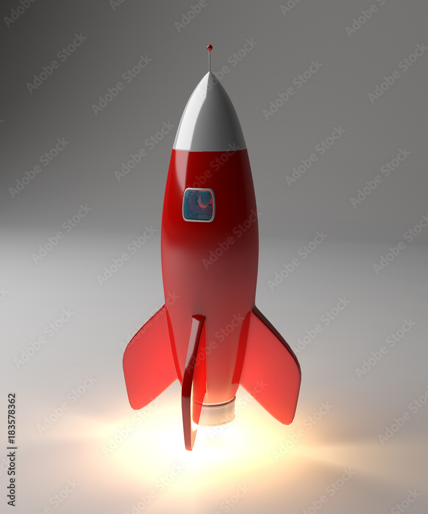 Poster modern digital rocket launching 3d rendering