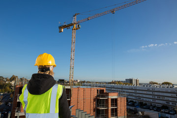 female construction worker at rooftop