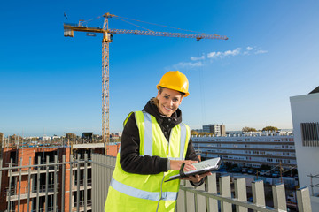 female engineer on the top of a construction site