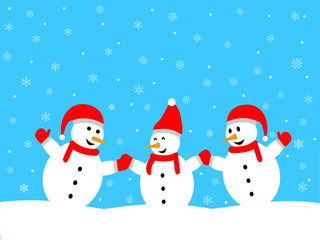 Three Snowman playing around