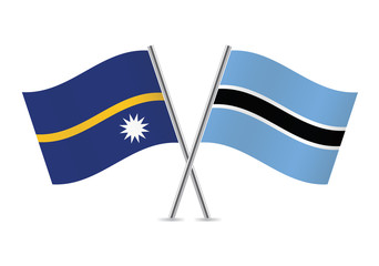 Obraz premium Nauru and Botswana flags.Vector illustration.