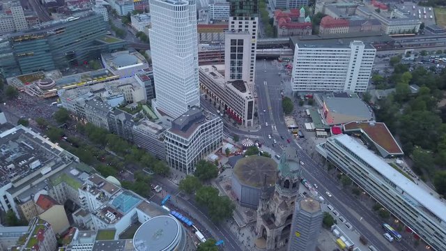 Germany Berlin Aerial v9 Birdseye flying low around buildings in Charlottenburg area 8/17