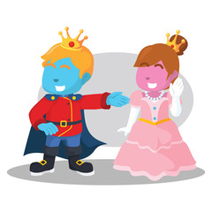 Blue king and pink princess– stock illustration
