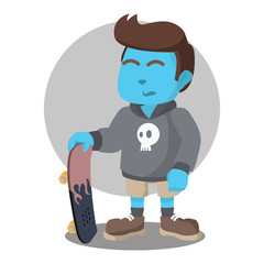Blue skater boy pose– stock illustration
