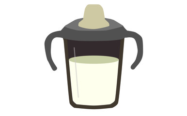 Grey Gender Neutral Sippy Cup with Milk