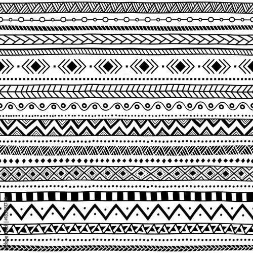 Seamless ethnic pattern black and white striped background aztec and tribal motifs prints Seamless ethnic pattern black and white striped background aztec and tribal motifs prints