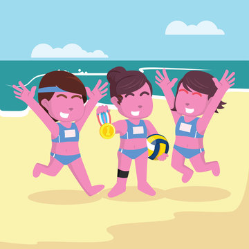 Volleyball match champion illustration design– stock illustration
