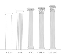 Five orders of Architecture, columns vector set - 183582794