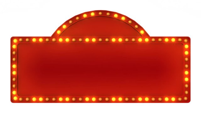 Red Marquee light board sign retro on white background. 3d rendering