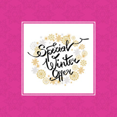 Special Winter Offer in Frame Made of Snowflakes