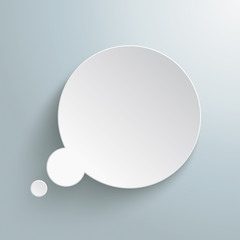 Kreisrunde Gedankenblase auf einem grauen Hintergrund