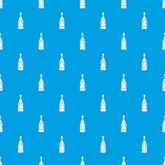 Champagne bottle pattern seamless blue
