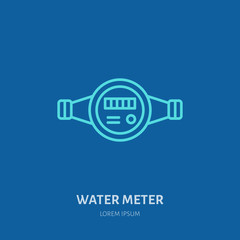 Fototapeta premium Illustration of water meter, plumber equipment. Plumbing vector flat line icon. Repair service logo.