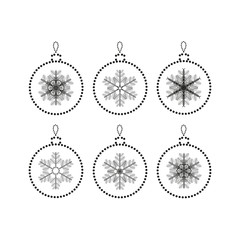 Christmas balls with snowflakes isolated. Christmas vector illustration