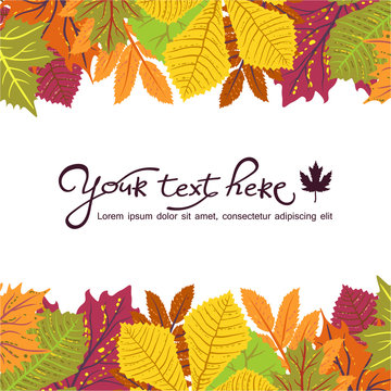 Bright frame with leaves and place for your text. ECO autumn Nature wallpaper. BIO design