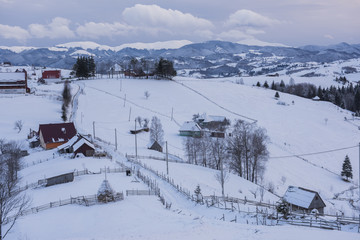 Romanian countryside landscape in winter