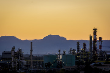Obraz na płótnie Canvas Factory Smoke stack - Oil refinery - petrochemical plant