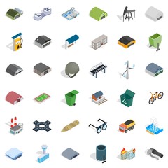 Iron icons set, isometric style