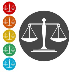 Scales of justice flat icon for apps and websites