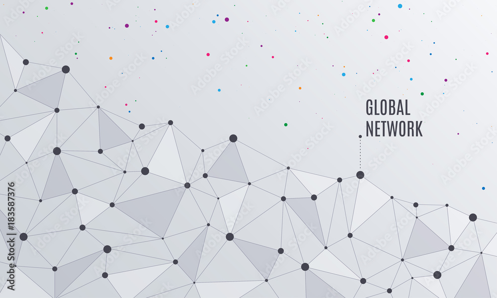 Wall mural global network connections with points.