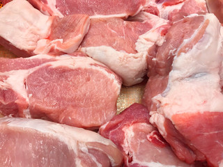 Fresh pork sold in supermarket.