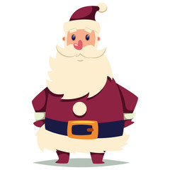 Happy Santa Claus vector cartoon Christmas character isolated on white background.