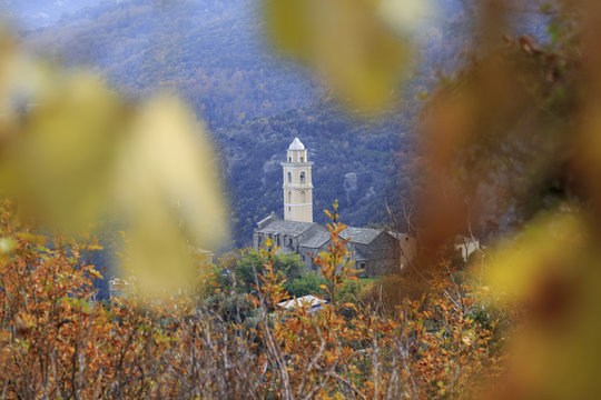 The Figarella Village on the Corsica Island in autumn