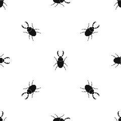 Stag beetle pattern seamless black