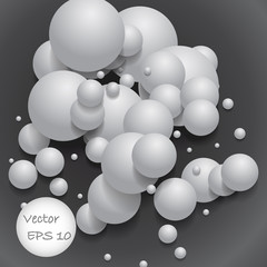Ball of white spheres abstract 3D render.