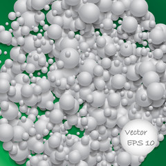 Ball of white spheres abstract 3D render.