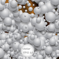 Ball of white spheres abstract 3D render.