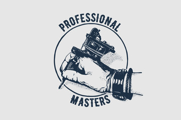 Vector tattoo studio logo template. Cool retro styled vector emblem.