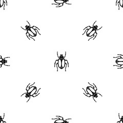 Dung beetle pattern seamless black