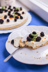 Cheesecake with blackberries