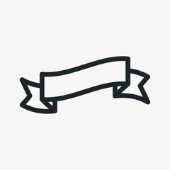 Retro Vintage Antique Ribbon Banner Flag Label Decoration Vector Line Flat Icon Minimalistic Stroke Pictogram 