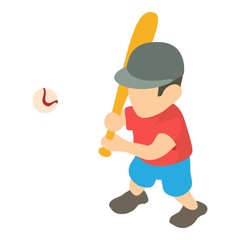 Baseball player icon, isometric 3d style