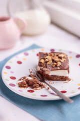 Ice cream cake with chocolate and biscuits