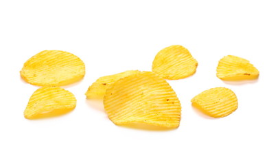 Potato chips isolated on white background