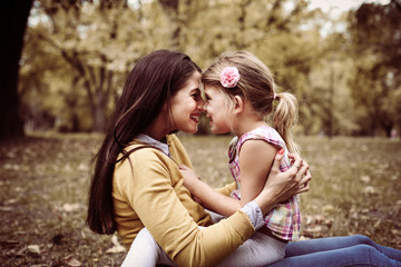 Mother and daughter enjoying outdoor.