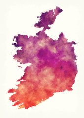 Ireland watercolor map in front of a white background