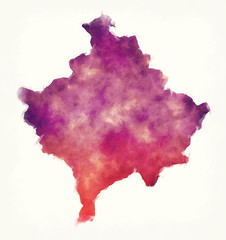 Kosovo watercolor map in front of a white background