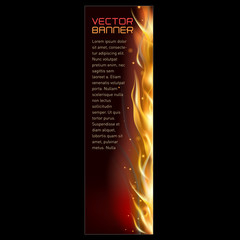 illustration of vertical fire flame banner