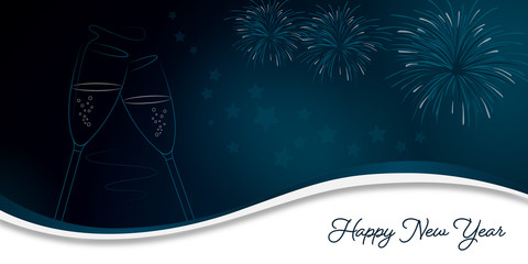 Fototapeta premium Silvester Sektglas - Blau EN