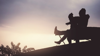 Lover women and men asians travel relax in the holiday.