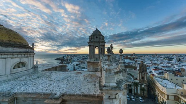 Cadiz, Andalucia, Spain; 2017-11-29: Cadiz Cathedral View from East Tower 