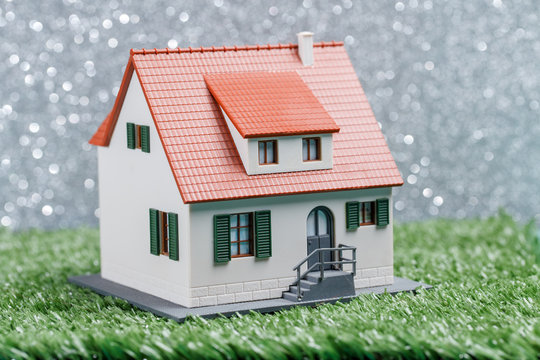 Picture of toy house on green grass