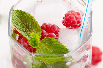 Raspberry Fruit Water with ice