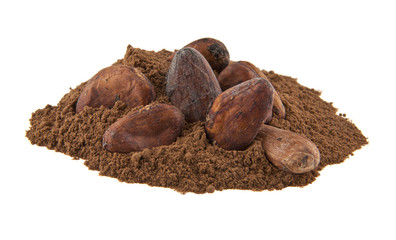 ground cocoa isolated on white background