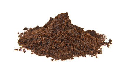 ground coffee isolated on white background